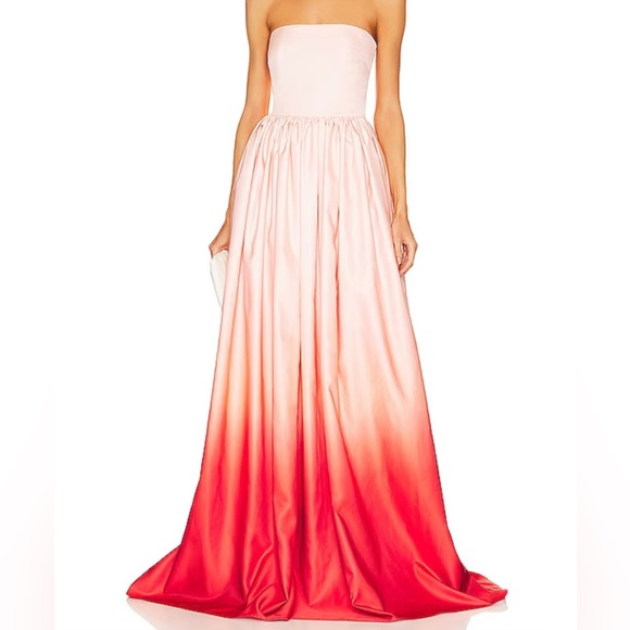 Elegant Strapless Pink and Red Maxi Dress - Picture 2 of 4